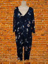 ZARA WOMAN NAVY CULOTTE JUMPSUIT MEDIUM VISCOSE WOMENS LIGHT 3/4 SLEEVE FLORAL