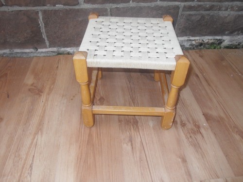 Vintage pine wooden stool - , /