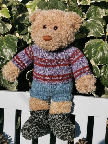 Hand knitted teddy bear - knitted,