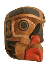 Vintage Alex Hunt Mask KWAKIUTL Native American Wren Carved Cedar Wood Signed