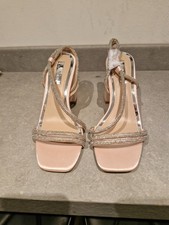 Be Mine Ladies Bridal Diamante Embellished Strap Block Heel Satin Sz 3 Brand New