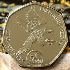 2023 PEREGRINE FALCON ISLE OF MAN 50p "NEW RELEASE" TAKEN FROM WILDLIFE SET UNCL
