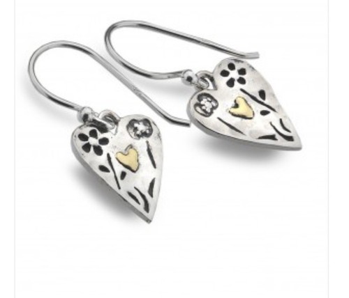 Heart brass earrings by - earrings, sea