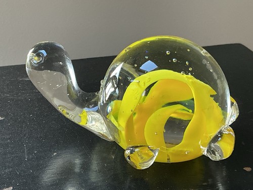 Vintage yellow turtle - turtle, glass