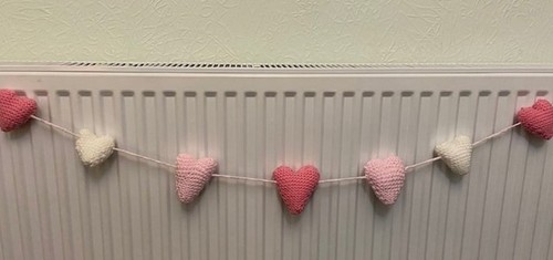 Heart bunting handmade knitted