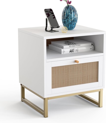 Boho rattan nightstand with - rattan,