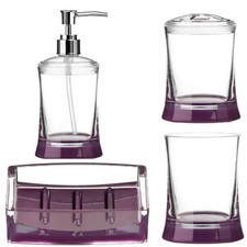 Bathroom Accessories Set - Purple - Clear Acrylic
