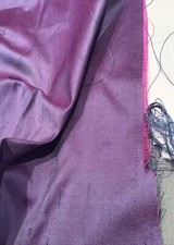 100% SILK SMOOTH DUPION HEATHER PURPLE 2-TONE 2 x REMNANTS 20/75 CM.& 20/79 CMS.