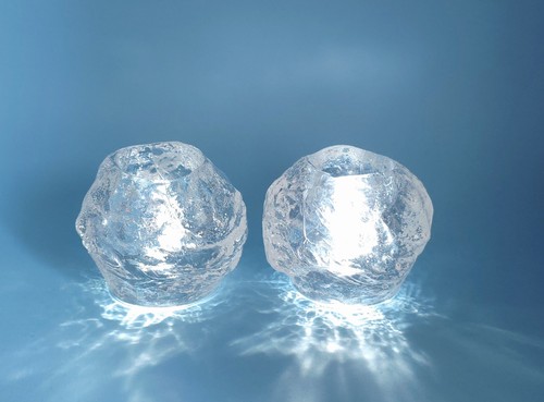 Pair snowball candle holder - of,
