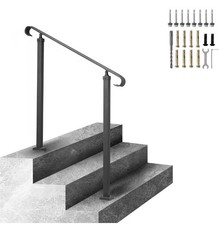 VEVOR Wrought Iron Handrail Stair Railing Fit 3 Steps Adjustable Hand Rail
