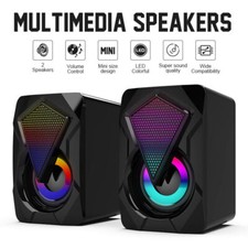Surround Sound System LED PC Speakers Gaming Bass USB Wired for Desktop Computer