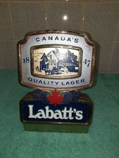 VINTAGE LABATT’S LAGER, MANCAVE ADVERTISING BAR PUMP TOP LIGHT PUB BEER FONT