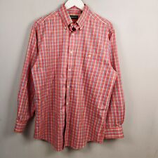 ORVIS Shirt Mens Medium Red Check Graph Long Sleeve Cotton Casual Fishing
