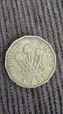 1937 three pence coin King