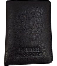 Black Leather British Passport Cover Travel Accessory