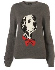 TOPSHOP Dalmation Dog Face Grey Iconic Stylish Jumper  with Soft Angora Size 8