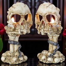 Skull Tea Light Candle Holder Ornament Gruesome Bone Claw Gothic Pagan Wiccan