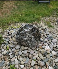 Granite garden water feature with pebble pool  /  pump and grate