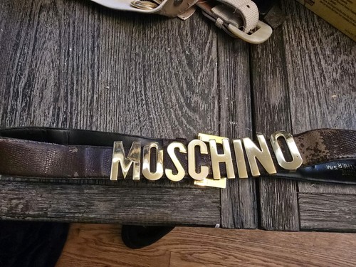 Moschino gold letter leather - moschino,
