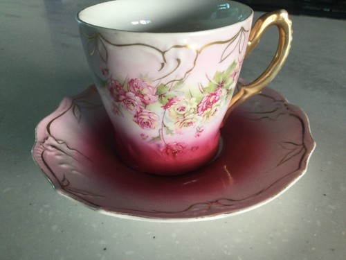 Vintage pink ombre teacup - pink,