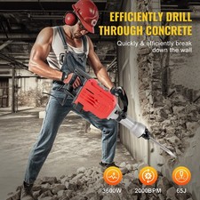 Demolition Hammer Jack 3600W Jack Hammer Concrete Breaker Heavy Duty 2000BPM NEW