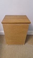 1970's vintage Wicker rattan wooden Basket Laundry Storage Freestanding 