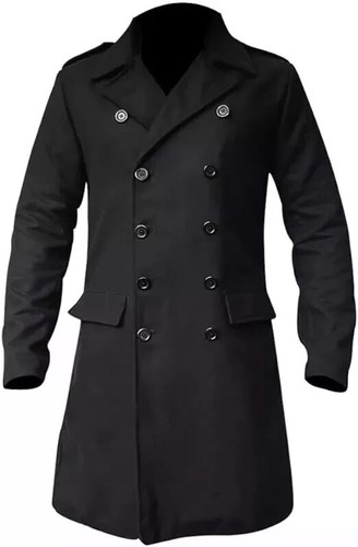 Men black wool long - black,