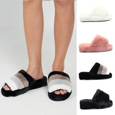 Womens Fur Slippers Sliders