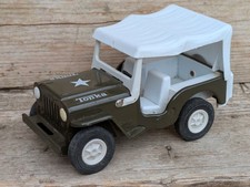 Vintage Tonka Toys Green US Army Jeep White Top Good Vintage Condition