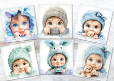 Cute Baby Boy Card Toppers Card Making Decoration - 3.5"