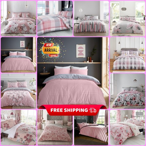 Pink bedding duvet set check - pink,