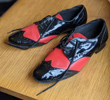 Rare Mens Red Black Classic PU Latin Ballroom Dance Soft Bottom Shoes UK8.5 New