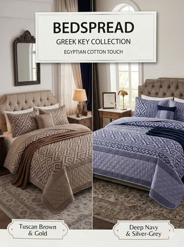 Luxury greek key bedspread - luxury,