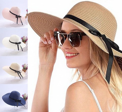 Ladies wide brim straw sun - wide,
