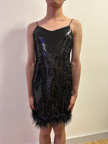 Italian black sequin feather - italian,