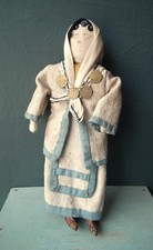 Antique vintage cloth doll Arab Muslim woman 9 1/2" Middle East ethnic handmade