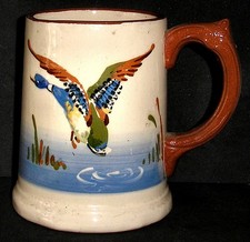 Vintage Dartmouth Pottery Devon Handpainted Beer Stein with Flying Duck