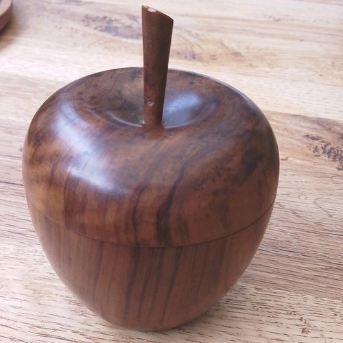 Wooden apple trinket pot - pot, box