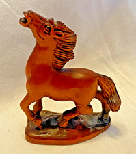 ANTIQUE NETSUKE OJIME CHESTNUT WILD HORSE BOXWOOD CARVING SIGNED 6CM NOT SCRAP