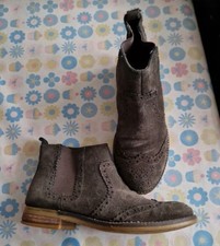 WhiteStuff Grey Suede Brogue Style Ankle Boots Size 4