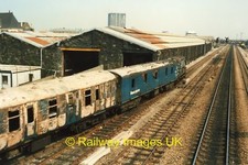 Railway Photo 6x4 Class 08 BR Blue Shunting Fire Damaged Vans Cardiff c1986
