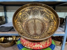 20-Inch Special Buddha Foot Carving Healing Singing Bowl – Handcrafted Tibetan