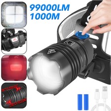 LED Headlamp Rechargeable Headlight Telescopic Zoom Head Torch Lamp Flashlight