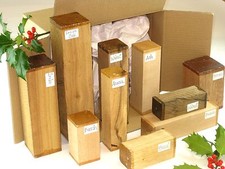 Woodturning spindle blanks gift selection box.  Mixed sizes and species. 28
