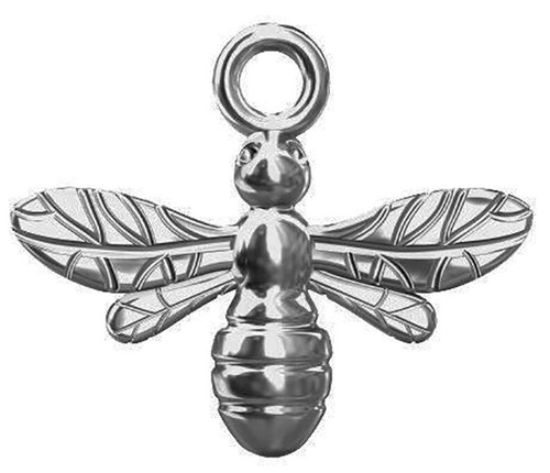 Sterling silver bee charm - silver,