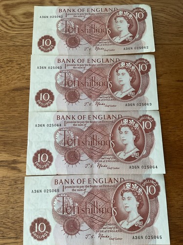 Ten shilling notes - 4x,