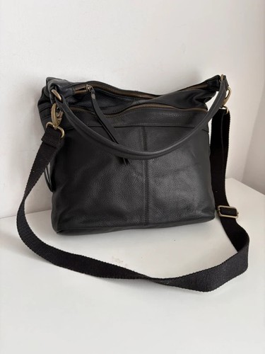 Fatface black leather shoulder