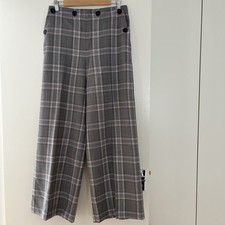 Roland Mouret, Lightweight Wool Trousers, Sailor Pant Closure, Wide Leg, FR 38