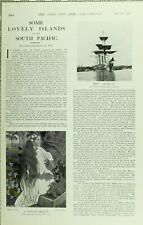 1902 PRINT SOUTH PACIFIC ISLANDS ICARUS TAHITIAN RIVER NATIVES OUTRIGGER CANOE