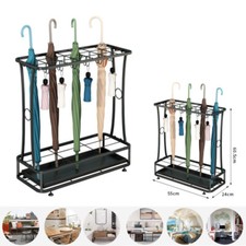 Umbrella Stand Holder Metal Walking Stick Umbrella Storage Rack & 24 Hooks